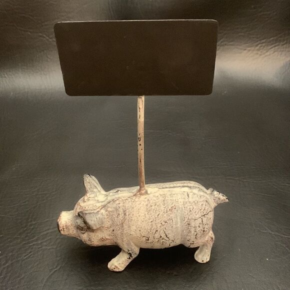 Cast Iron Pig Chalkboard Sign Food Or Place Card Marker Heavy Durable Pork Used - Picture 2 of 5